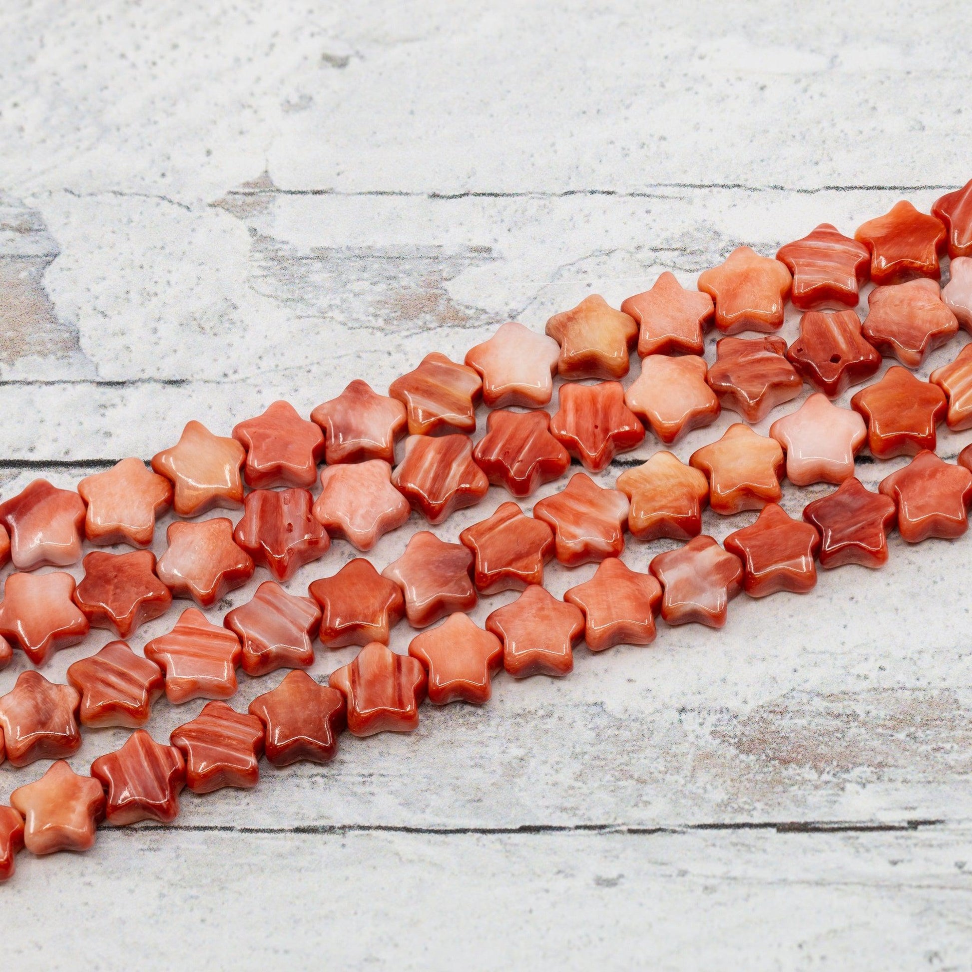 Spiny Oyster Shell 8mm Star Bead - 8" Strand