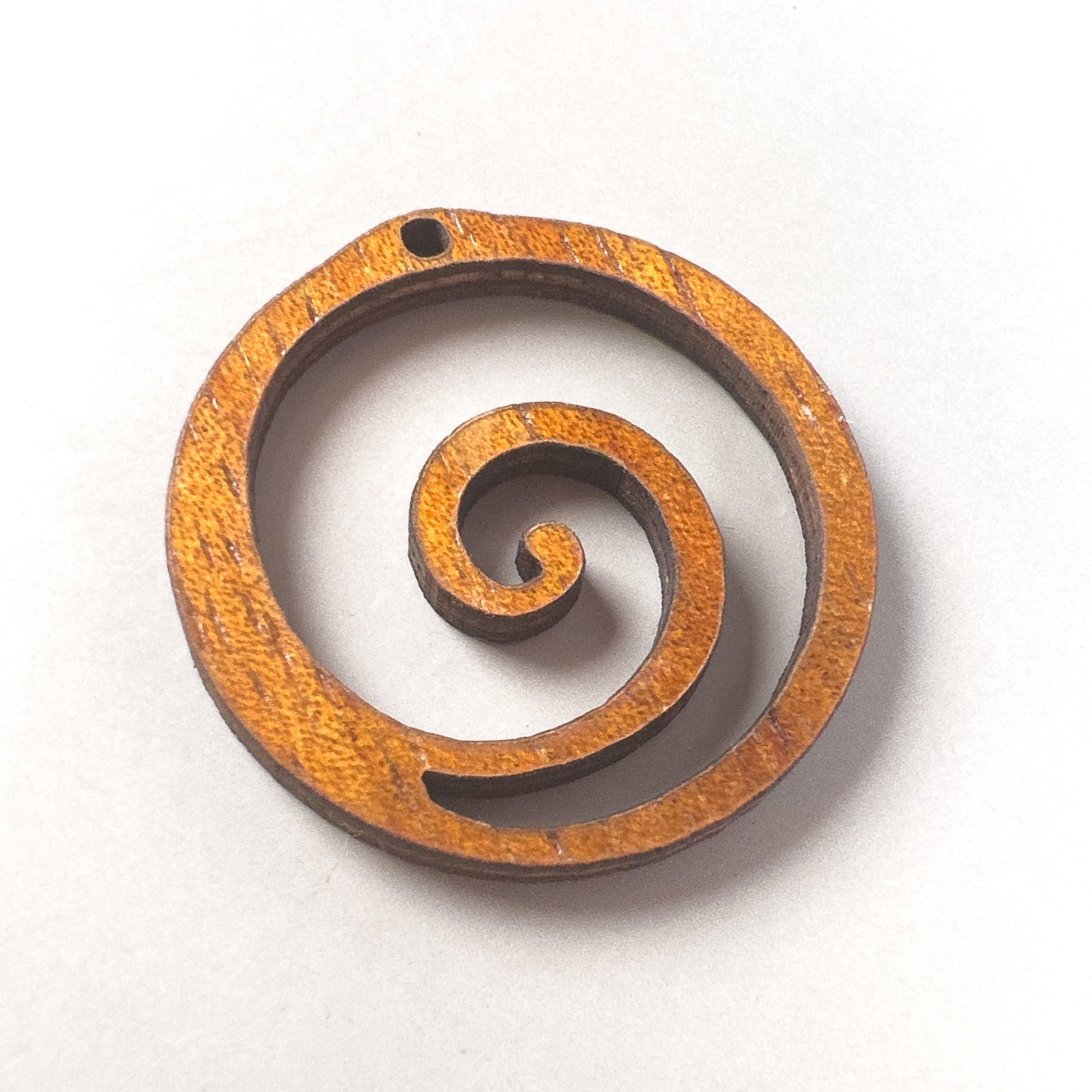Spiral Wave Koa Charm (P702)-The Bead Gallery Honolulu