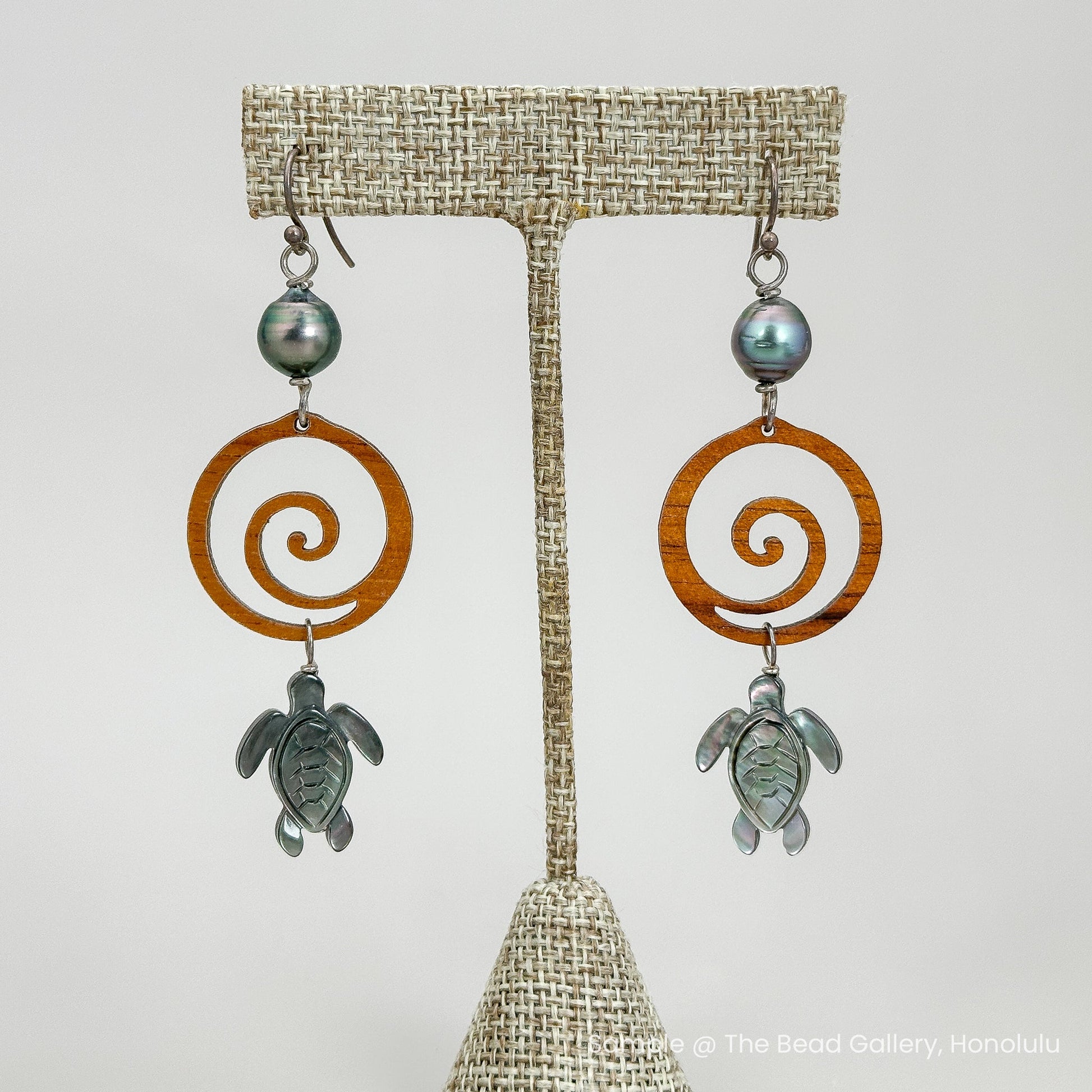 Spiral Wave Koa Charm (P702)-The Bead Gallery Honolulu