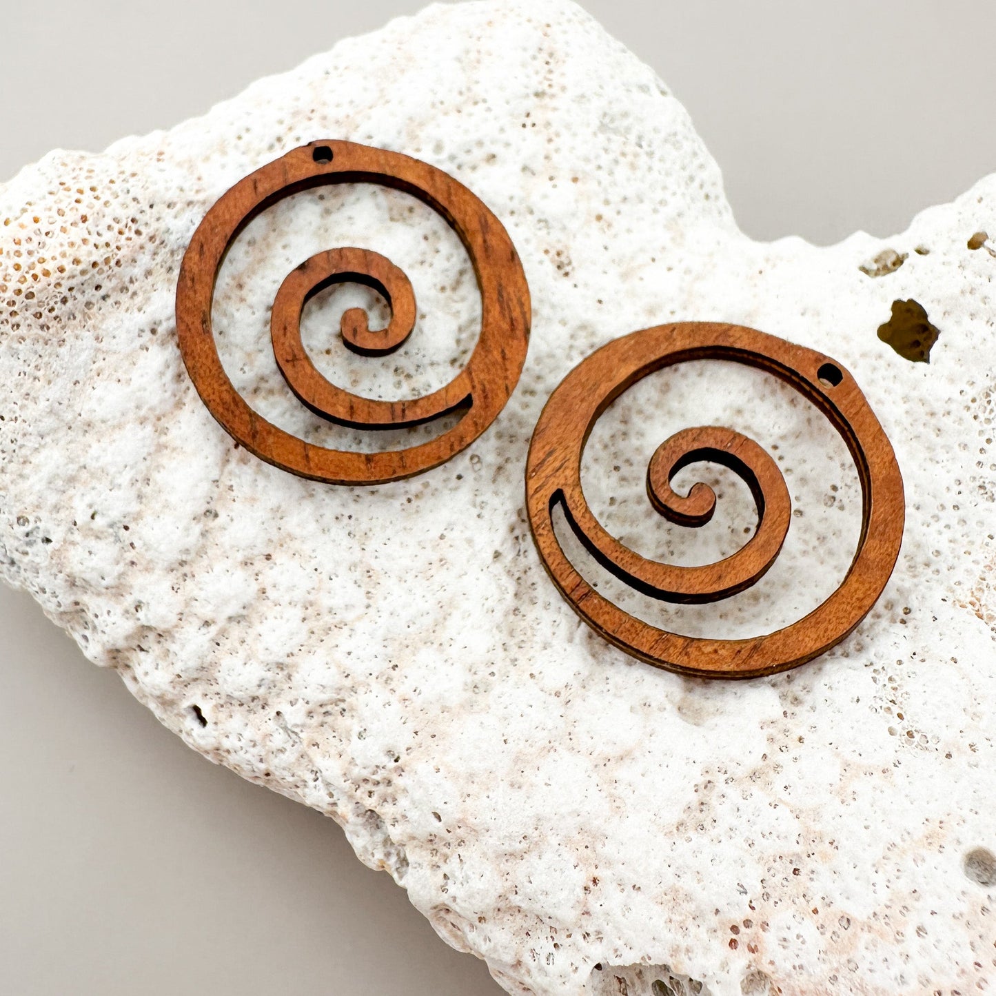Spiral Wave Koa Charm (P702)-The Bead Gallery Honolulu