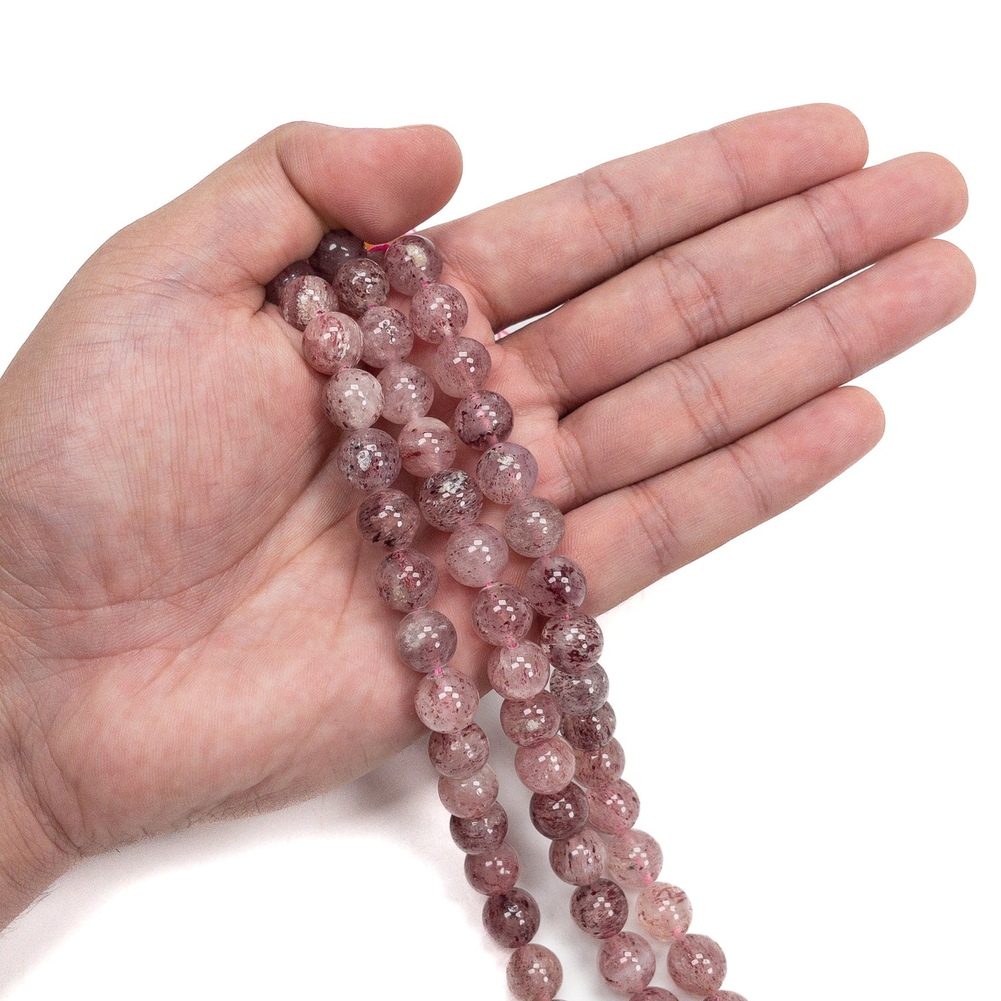 Strawberry Quartz 10mm Round Bead - 7.5" Strand