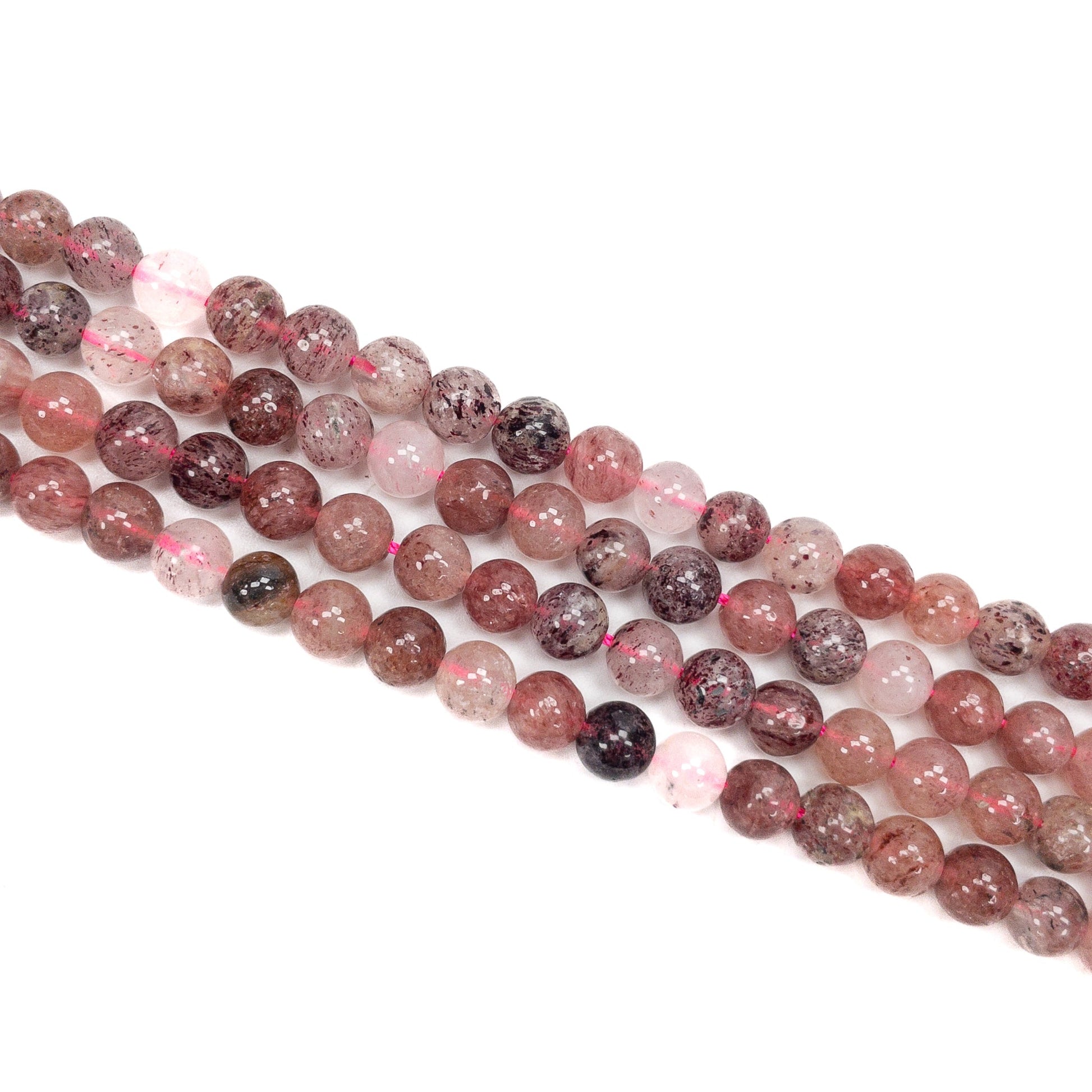 Strawberry Quartz 6mm Round Bead - 7.5" Strand