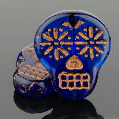 Sugar Skull 20x17mm Czech Glass Bead (3 Color Options) - 10 pc. Strand-The Bead Gallery Honolulu