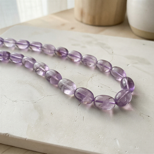 Amethyst 10x14mm Smooth Oval Barrel Bead - 7.5" Strand (GEM52)