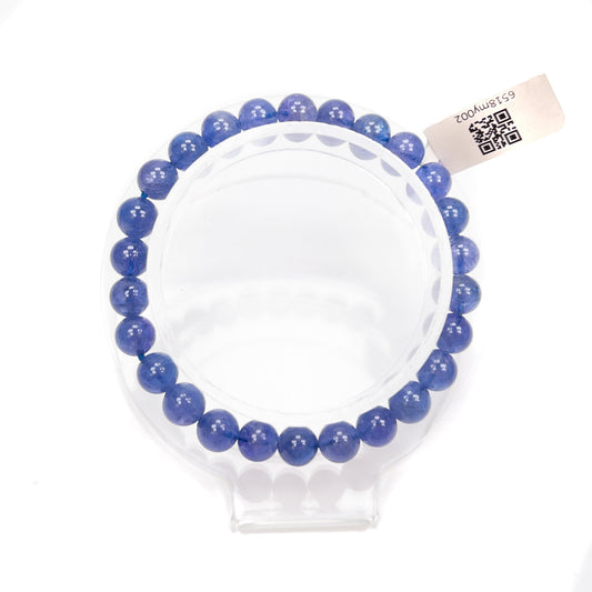 Tanzanite Stretchy Cord Bracelet 7mm Smooth Round Bead - 1 pc.