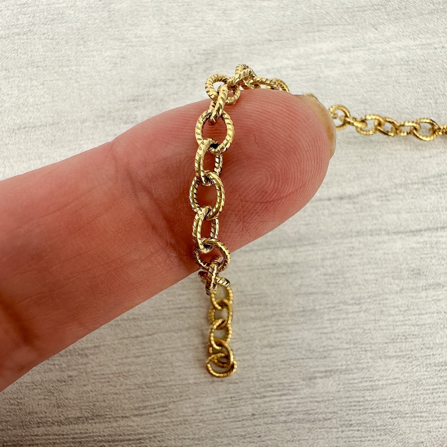 Textured Oval Antique Gold Plated Brass Chain - 6 inches (CB138)