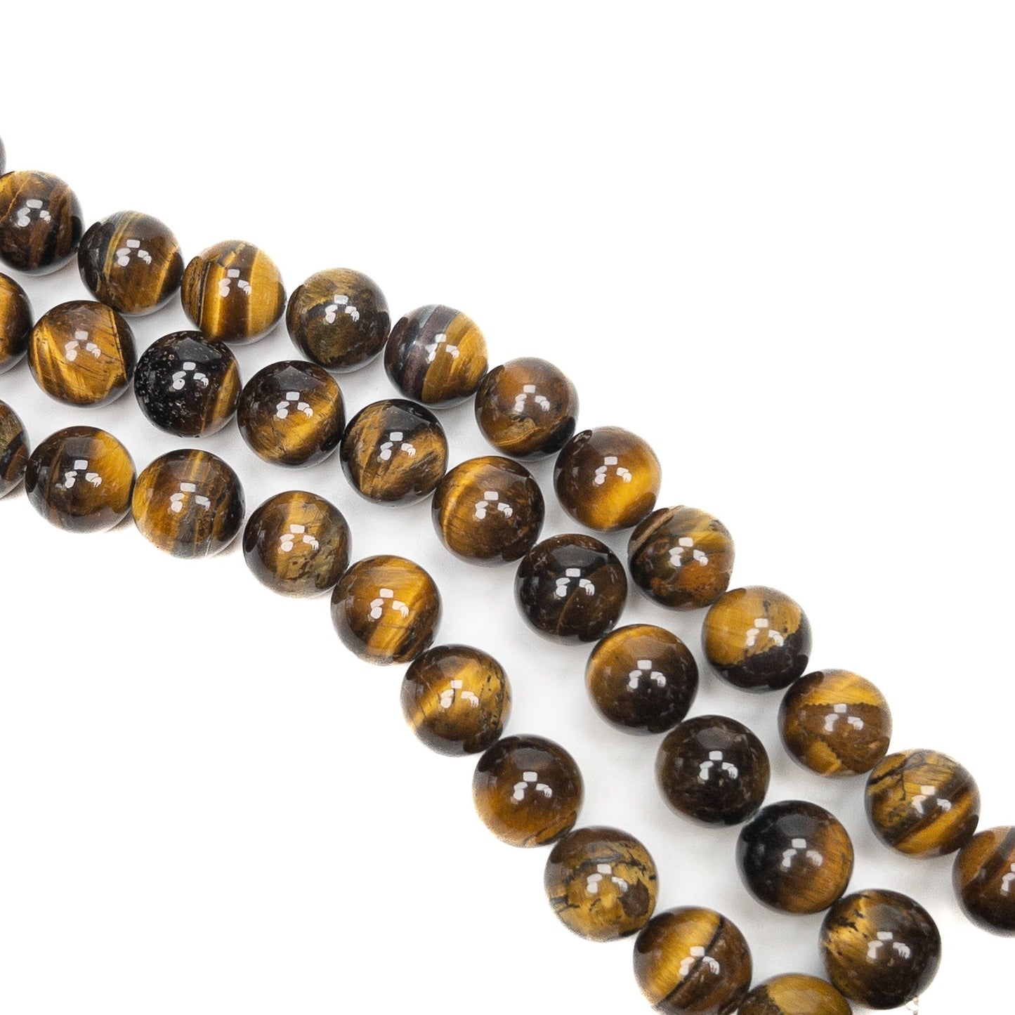 Tiger Eye 12mm Smooth Round Bead - 8" Strand