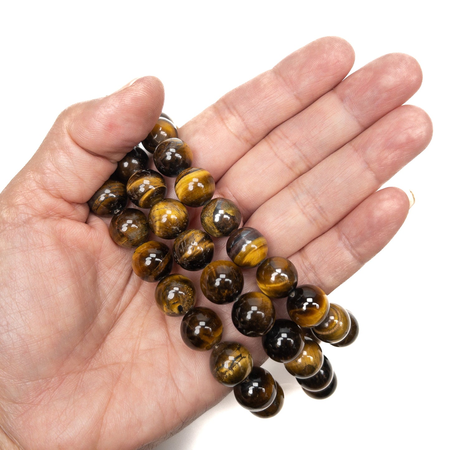 Tiger Eye 12mm Smooth Round Bead - 8" Strand