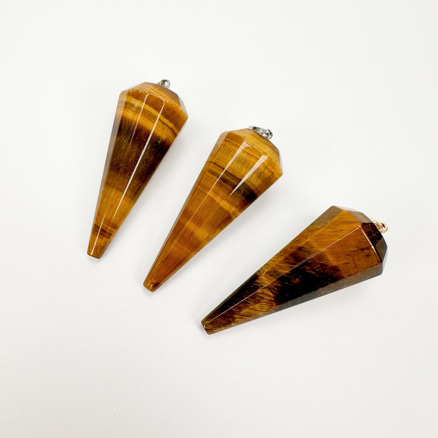 Tiger Eye 16x39mm Faceted Pendulum - 1 pc.-The Bead Gallery Honolulu