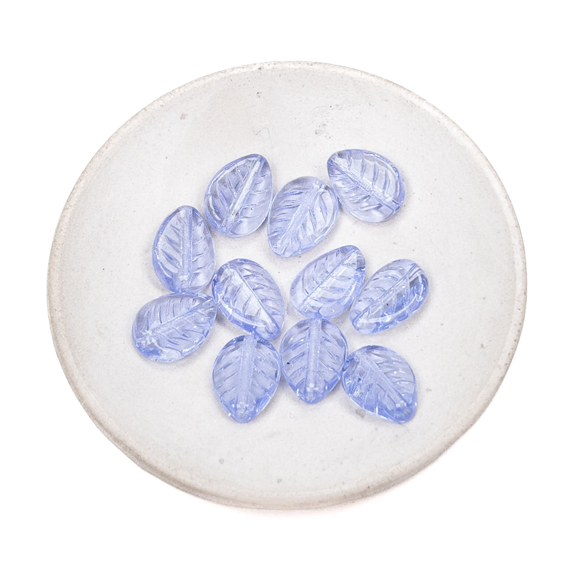 Transparent Periwinkle 9x12mm Leaf Glass Bead - 5 pcs.