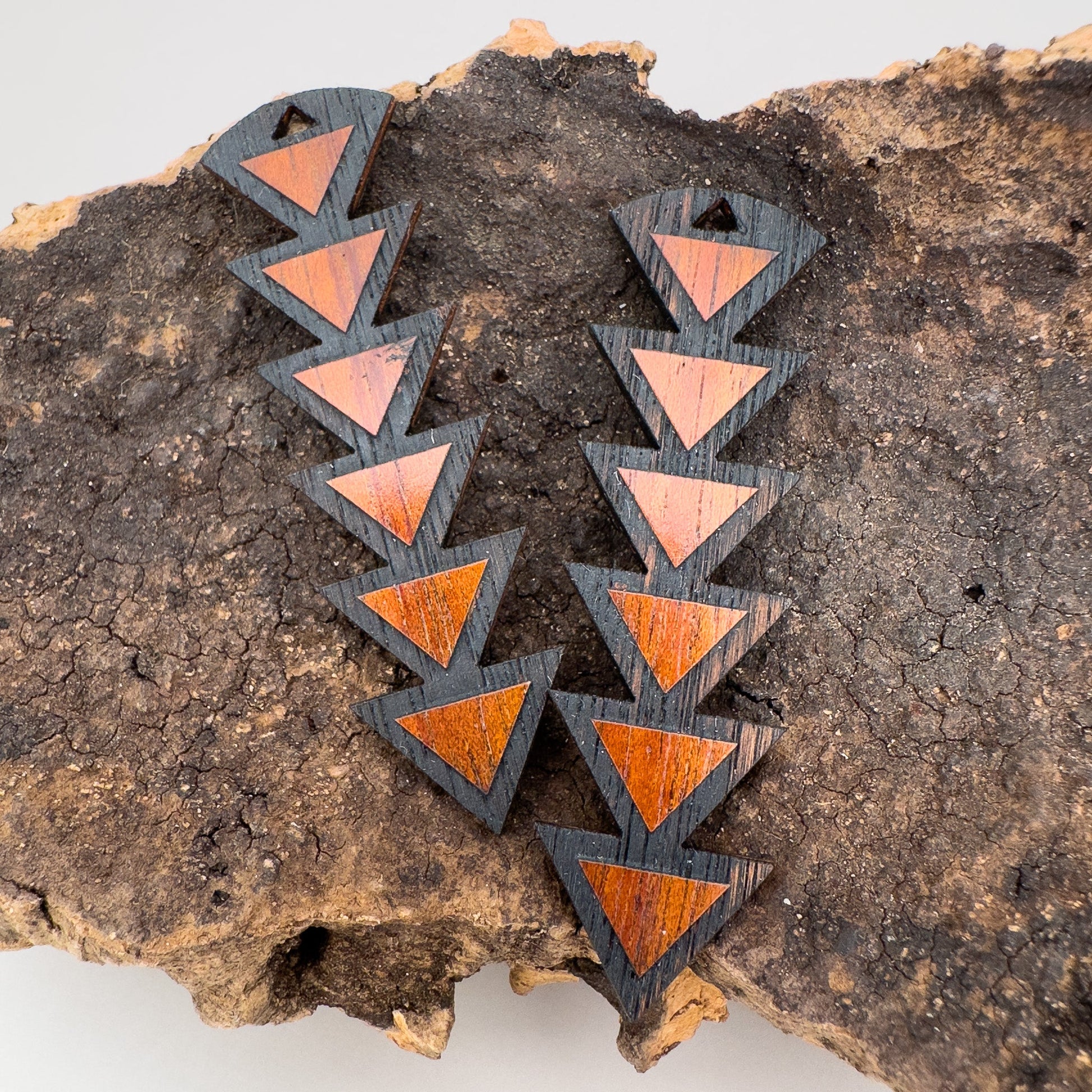 Tribal Drop With Black Border Koa Charm - 1 pc. (P1180)-The Bead Gallery Honolulu