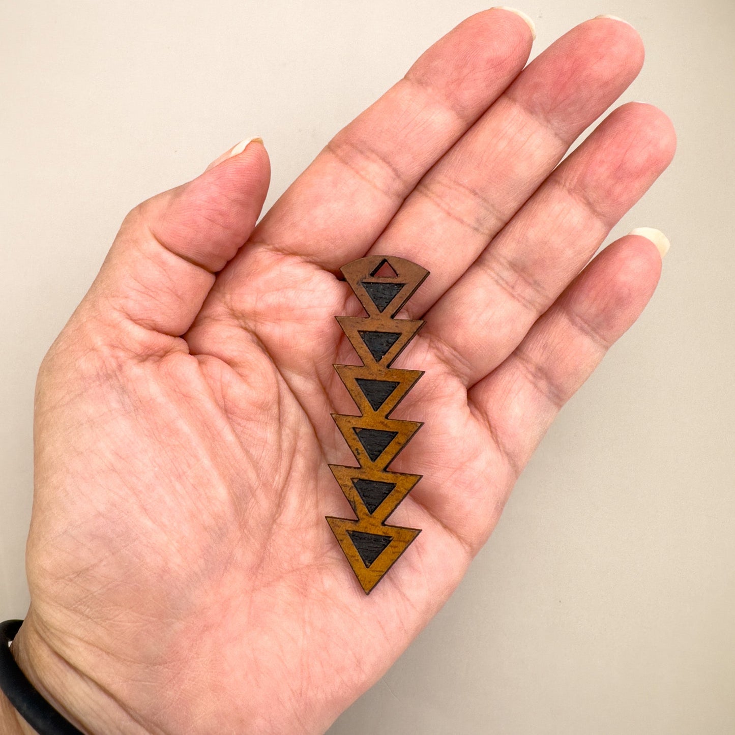 Tribal Drop With Black Interior Koa Charm - 1 pc. (P1171)-The Bead Gallery Honolulu