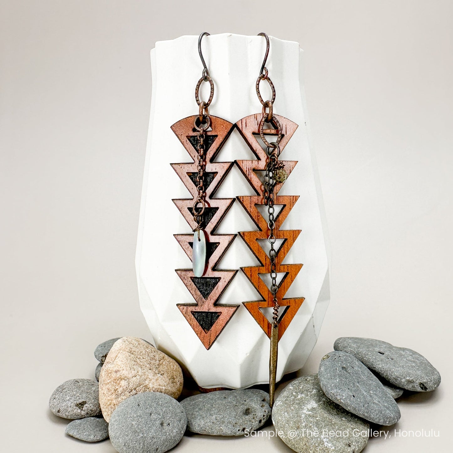 Tribal Drop With Black Interior Koa Charm - 1 pc. (P1171)-The Bead Gallery Honolulu