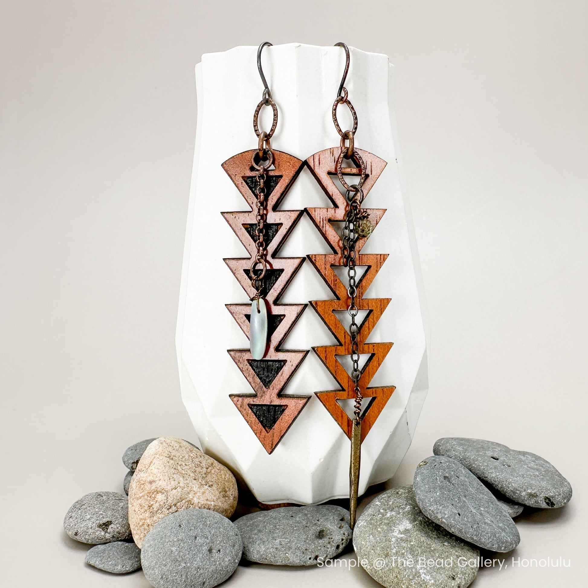 Tribal Drop With Black Interior Koa Charm - 1 pc. (P1171)-The Bead Gallery Honolulu