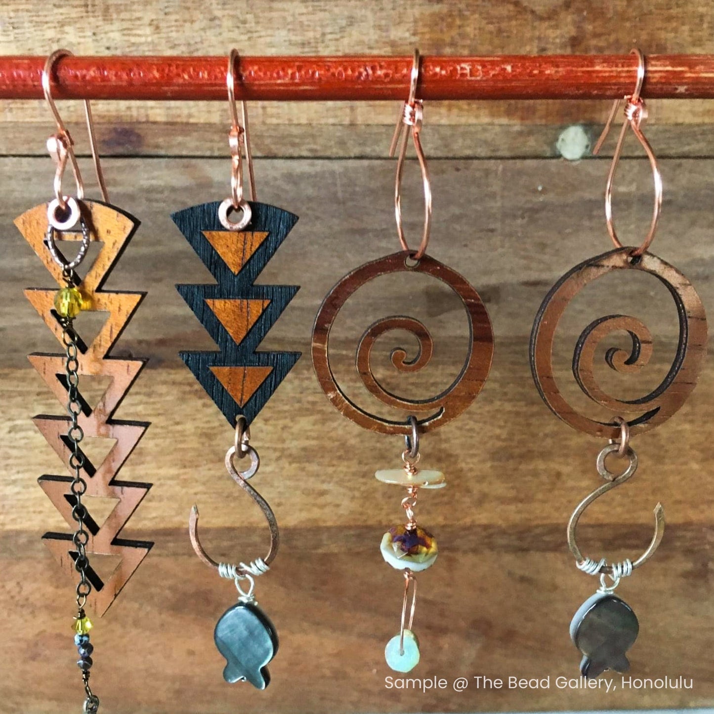 Tribal Drop with Cut-out Interior Koa Charm - 1 pc. (P1058 )-The Bead Gallery Honolulu