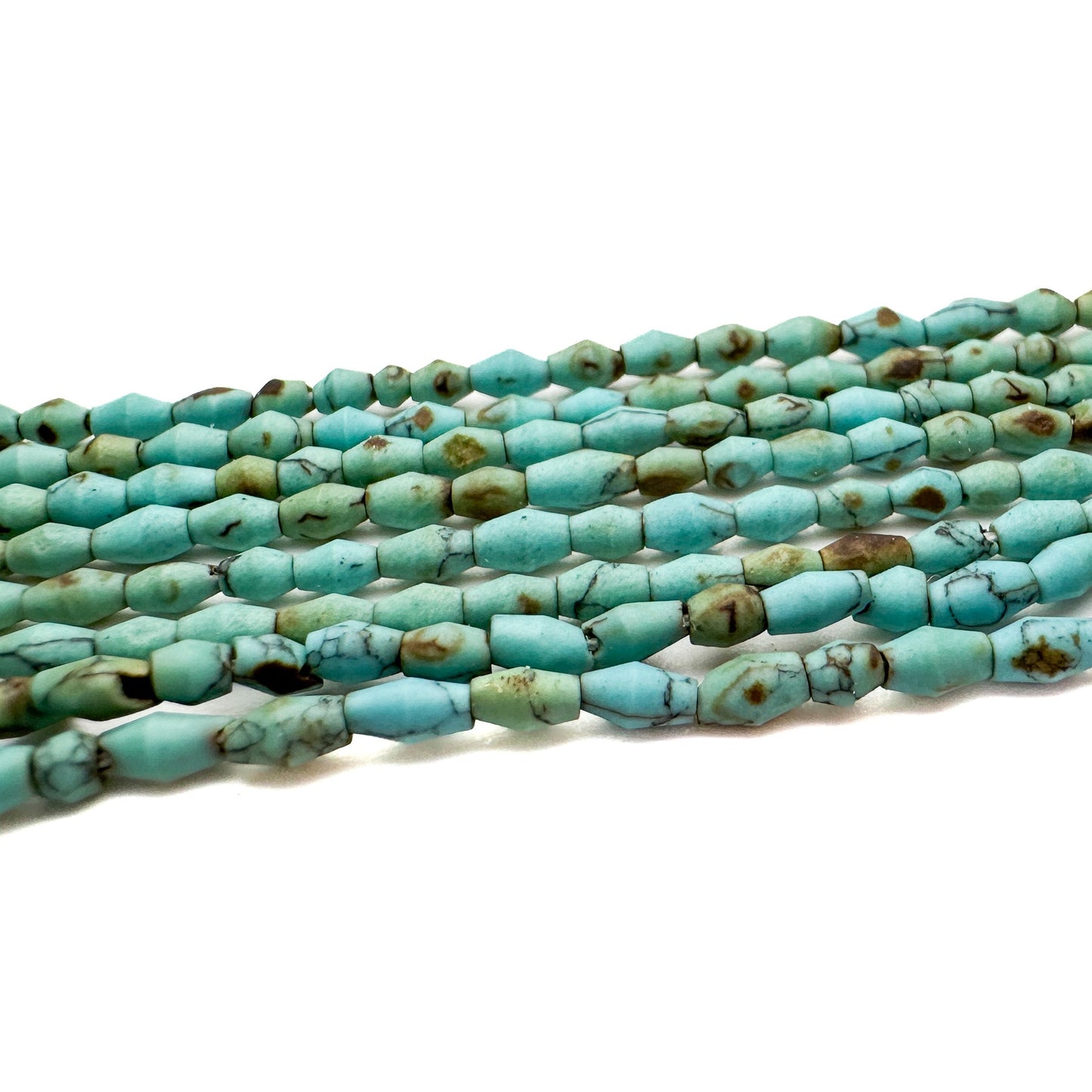 Turquoise Matte 2.5mm Rustic Long Bicone Bead - 13" Strand-The Bead Gallery Honolulu