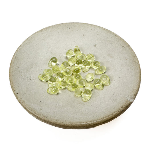 Uranium Yellow Tip-Drill Vintage Glass Beads - 4x6mm 30 pcs.-The Bead Gallery Honolulu