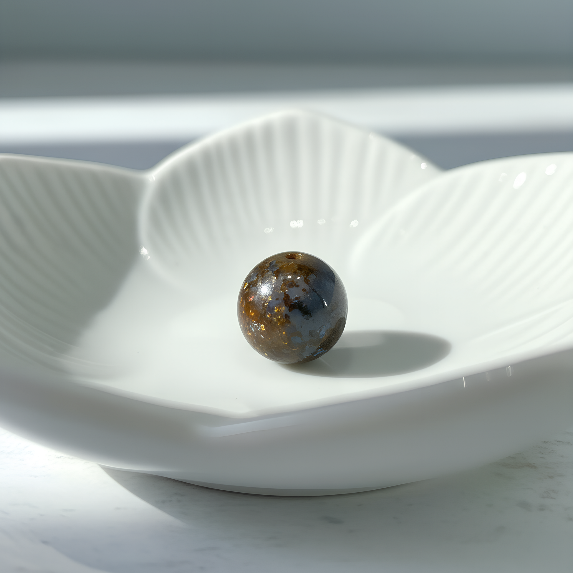 Australian 8mm Smooth Round Boulder Opal Bead - 1pc.