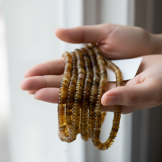 Yellow-Green Tourmaline 7mm Smooth Flat Coin Bead - 8" Strand (GEM2415)