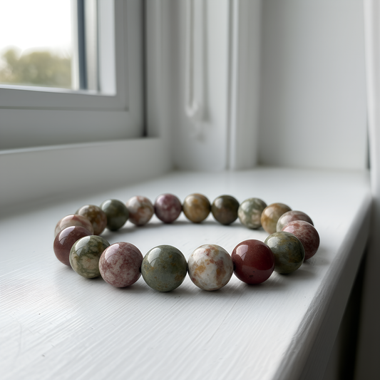 Ocean Jasper 12mm Smooth Round Bead - 7.5" Strand (GEM2419)