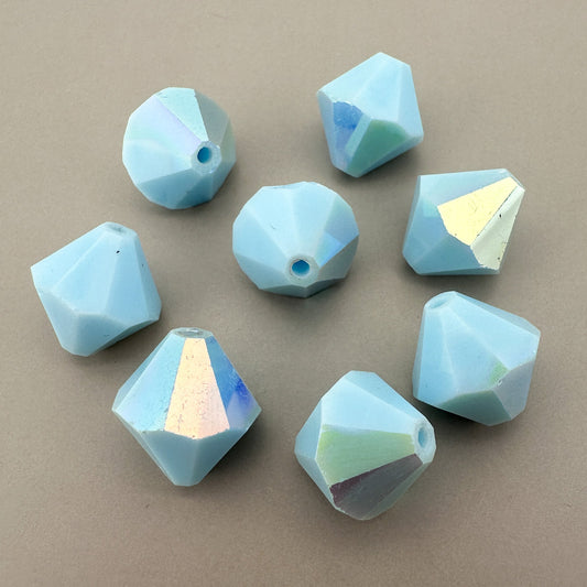Vintage Czech Crystal 12mm Baby Blue Bicone Glass Bead - 1 pc. (Z818)-The Bead Gallery Honolulu