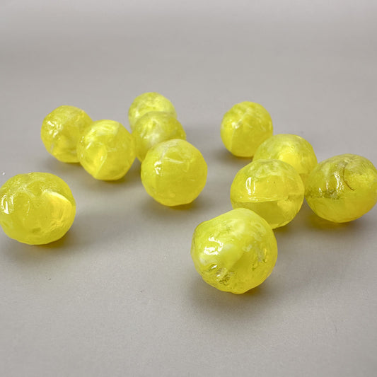 Vintage German 12mm Yellow Textured Round Glass Bead - 1 pc. (Z771)-The Bead Gallery Honolulu