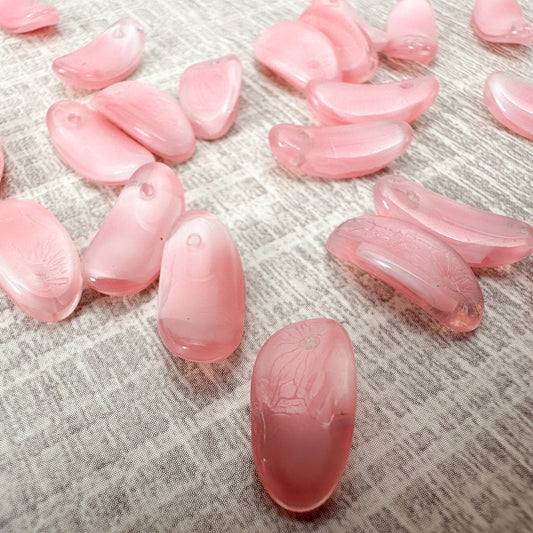 Vintage German 12x15mm Duo-Toned Pink Petal Glass Bead - 1 pc. (Z241)-The Bead Gallery Honolulu