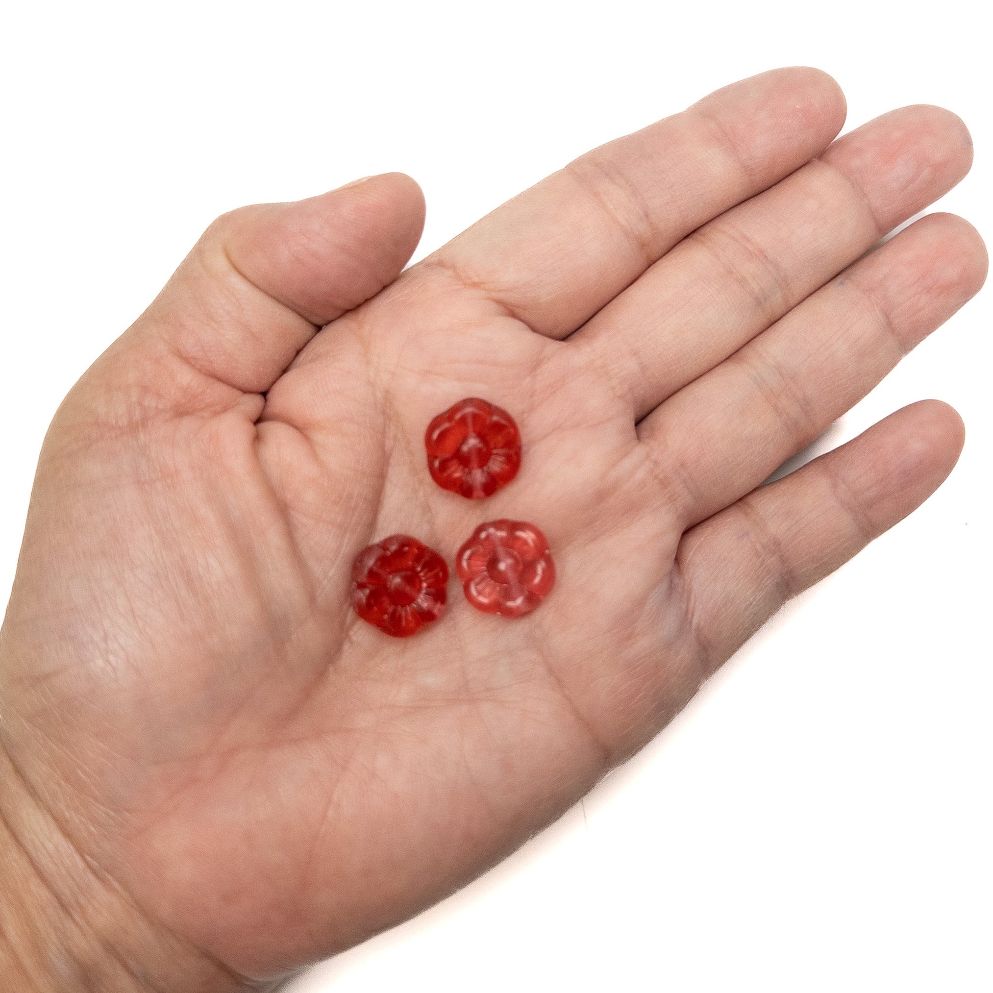 14mm German Cranberry Flower Glass Bead - 10 pcs.-The Bead Gallery Honolulu