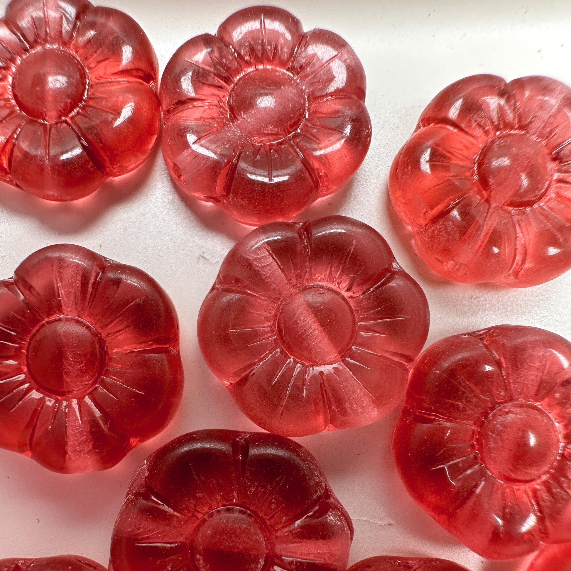 14mm German Cranberry Flower Glass Bead - 10 pcs.-The Bead Gallery Honolulu