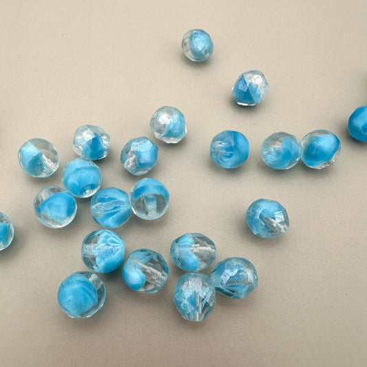 Vintage German 7x8mm Faceted Clear with Light Blue Core Oval Glass Bead - 1 pc. (Z312)-The Bead Gallery Honolulu