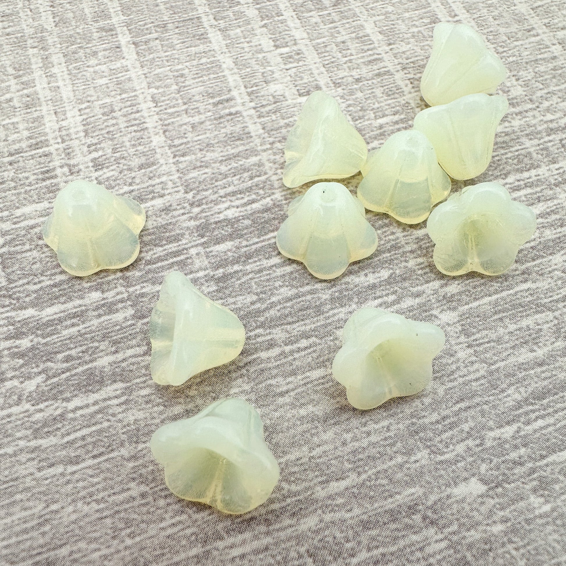 Vintage German 8x10mm Yellow Opal Bellflower Glass Bead - 1 pc. (Z405)-The Bead Gallery Honolulu