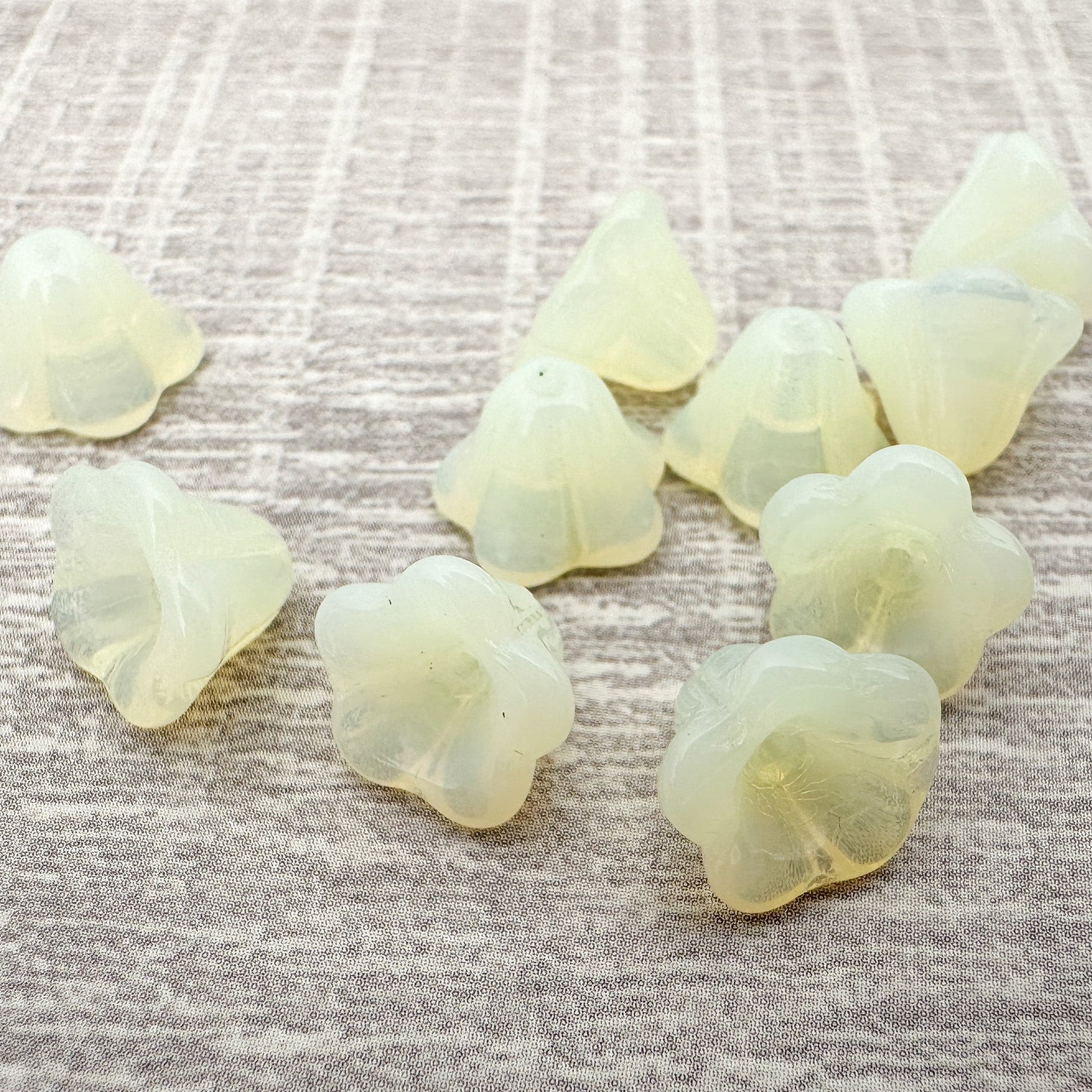 Vintage German 8x10mm Yellow Opal Bellflower Glass Bead - 1 pc. (Z405)-The Bead Gallery Honolulu