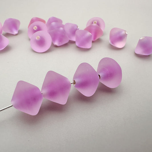Vintage Handmade Czech 9x11mm Matte Fuchsia Bicone Glass Bead - 1 pc. (Z423)-The Bead Gallery Honolulu