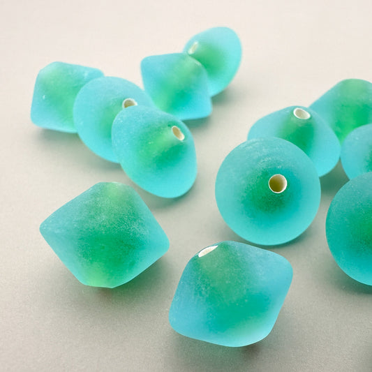 Vintage Handmade Czech 9x11mm Matte Green Bicone Glass Bead - 1 pc. (Z873)-The Bead Gallery Honolulu