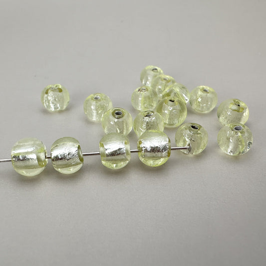 Vintage Handmade Czech Lampwork 6mm Yellow Silver Lined Round Glass Bead - 1 pc. (Z766)-The Bead Gallery Honolulu