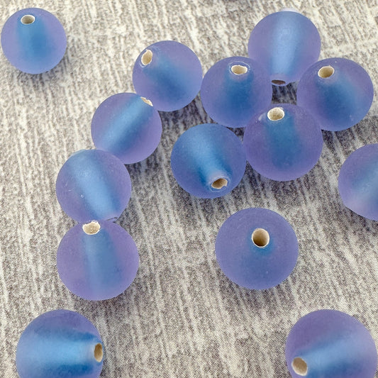 Vintage Handmade Czech Lampwork 8mm Matte Alexandrite/Blue Glass Bead - 1 pc. (Z795)-The Bead Gallery Honolulu