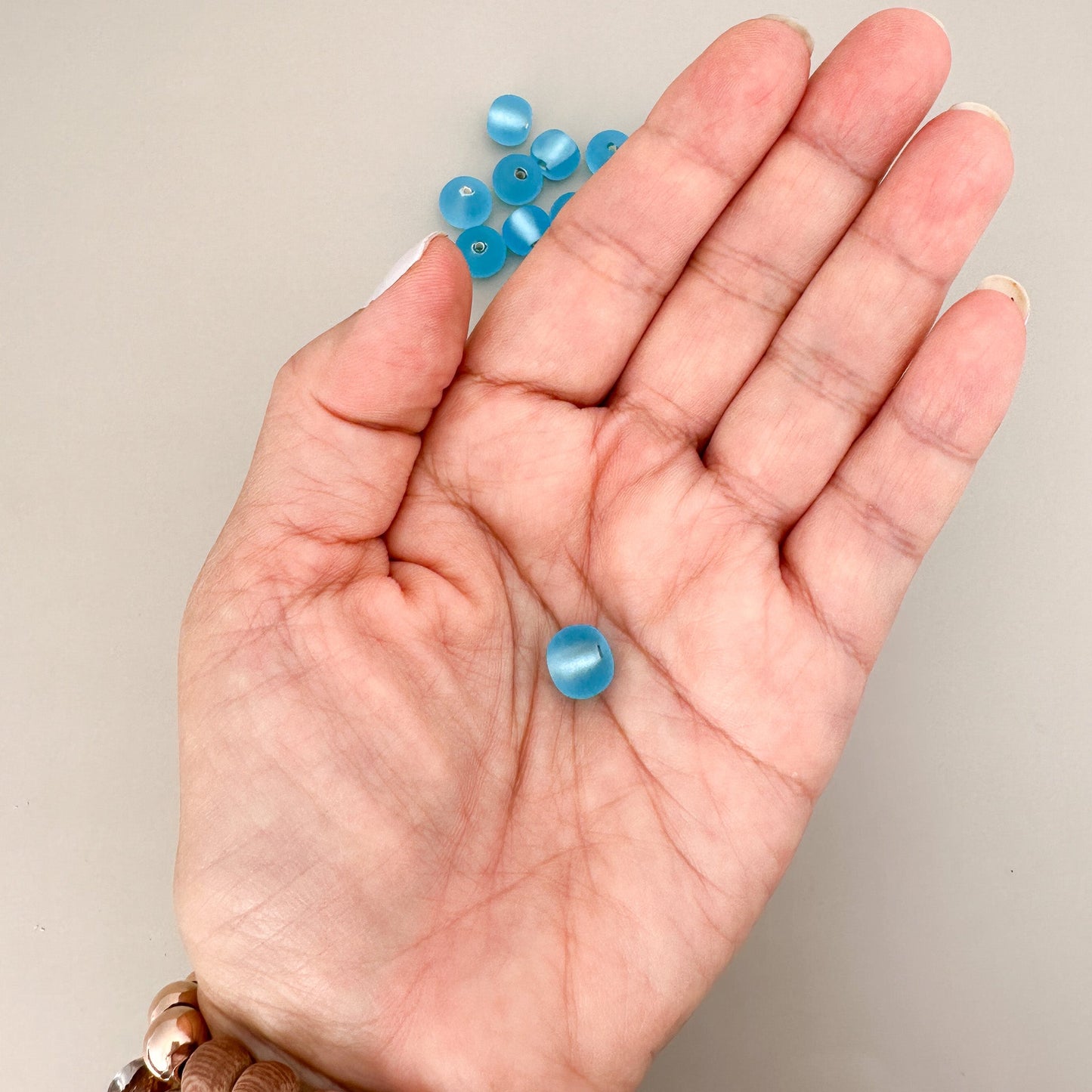 Vintage Handmade Czech Lampwork 8mm Matte Blue Silver Lined Glass Bead - 1 pc. ( Z411)-The Bead Gallery Honolulu