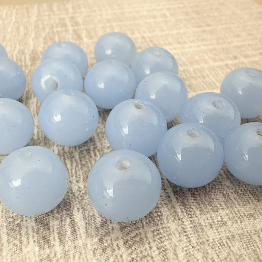 Vintage Handmade Japanese Lampwork 9-10mm Light Blue Round Glass Bead - 1 pc. (Z144)-The Bead Gallery Honolulu