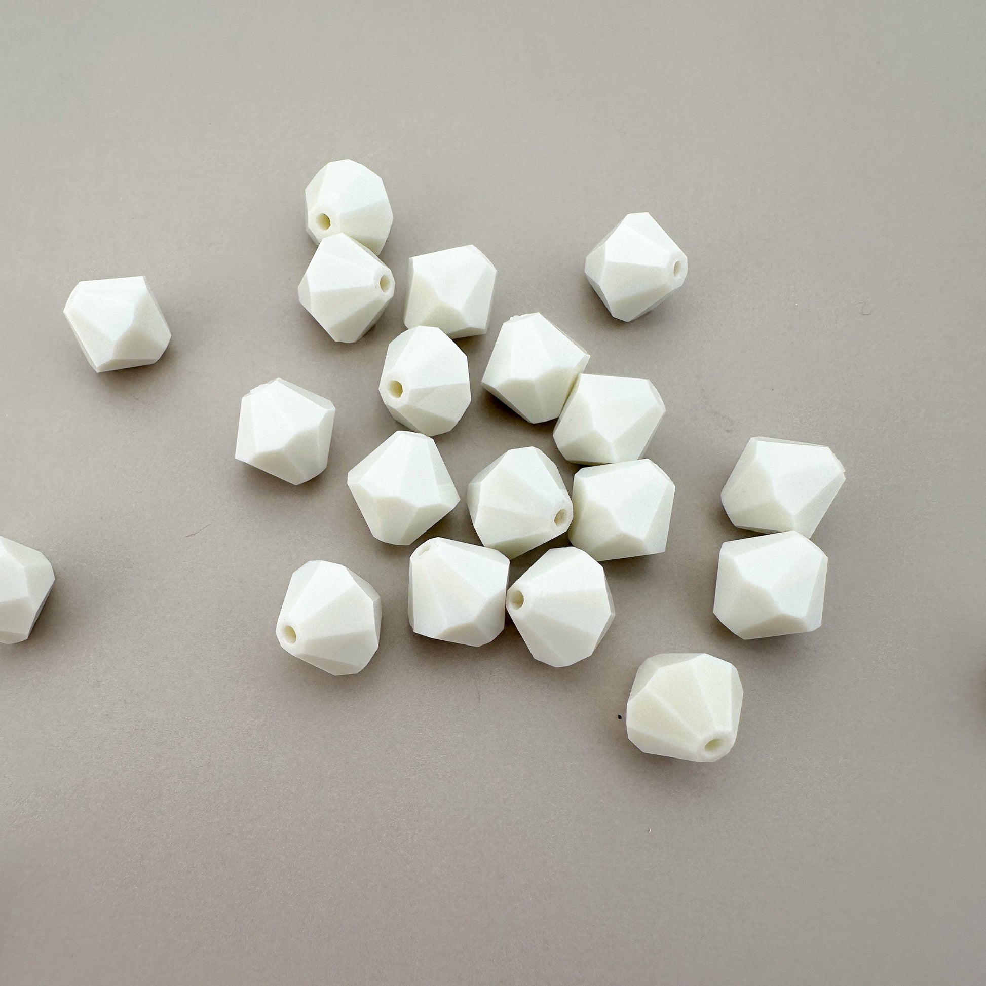 Vintage Swarovski 8mm Opaque White Faceted Bicone Glass Bead - 1 pc. (Z599)-The Bead Gallery Honolulu