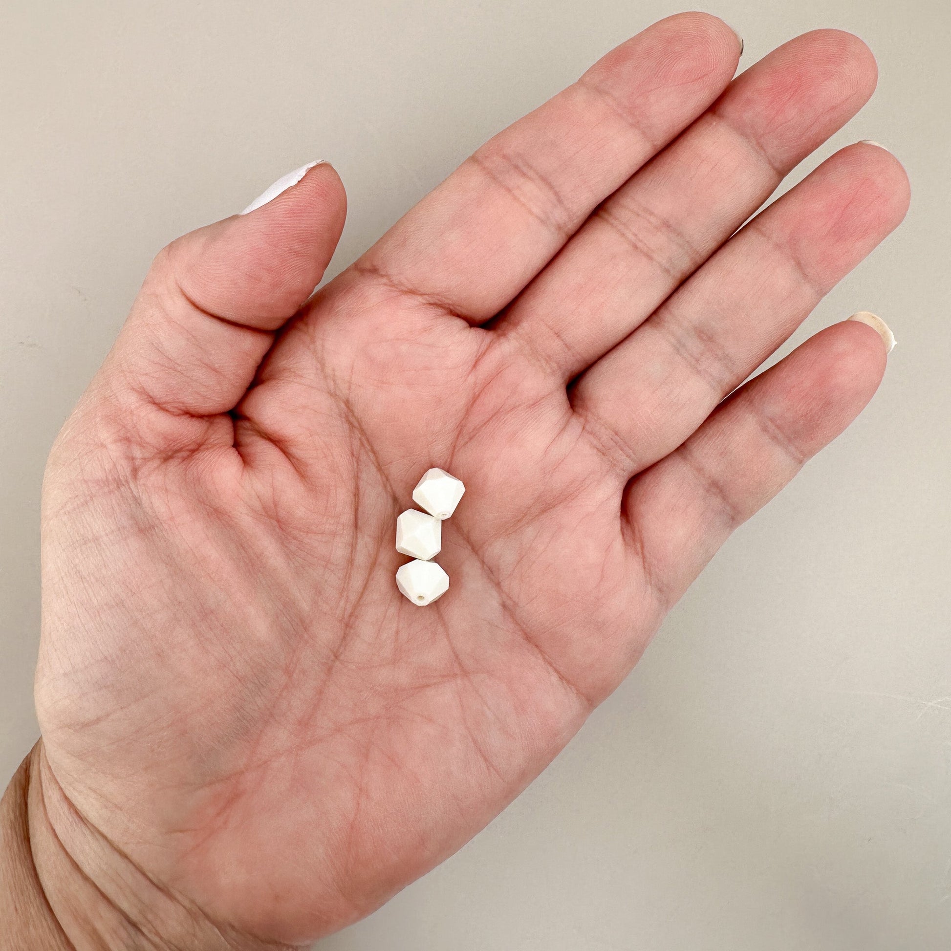 Vintage Swarovski 8mm Opaque White Faceted Bicone Glass Bead - 1 pc. (Z599)-The Bead Gallery Honolulu