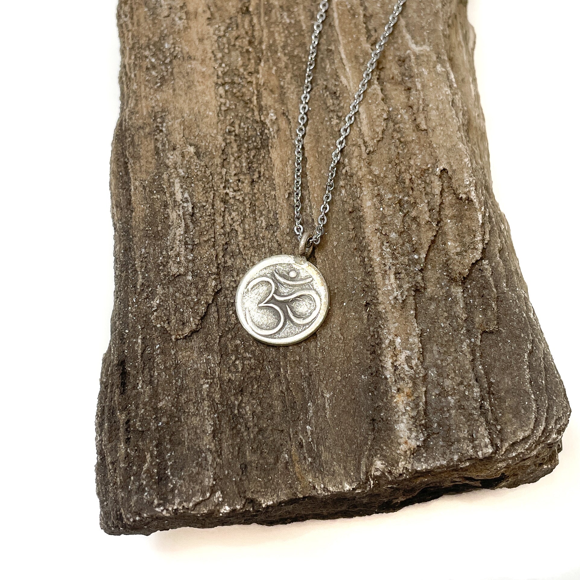 Rustic Om Coin - Thai Silver