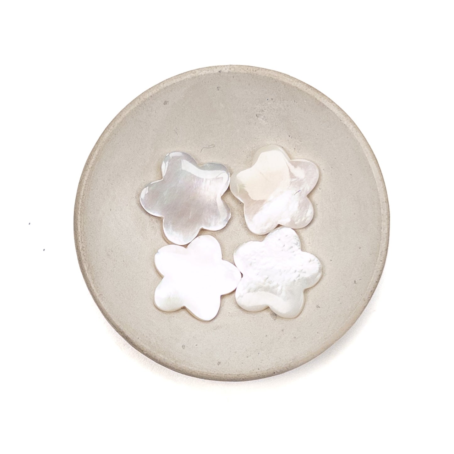 White Mother of Pearl 18mm Flat 5-Petal Flower Bead - 1 pc.-The Bead Gallery Honolulu