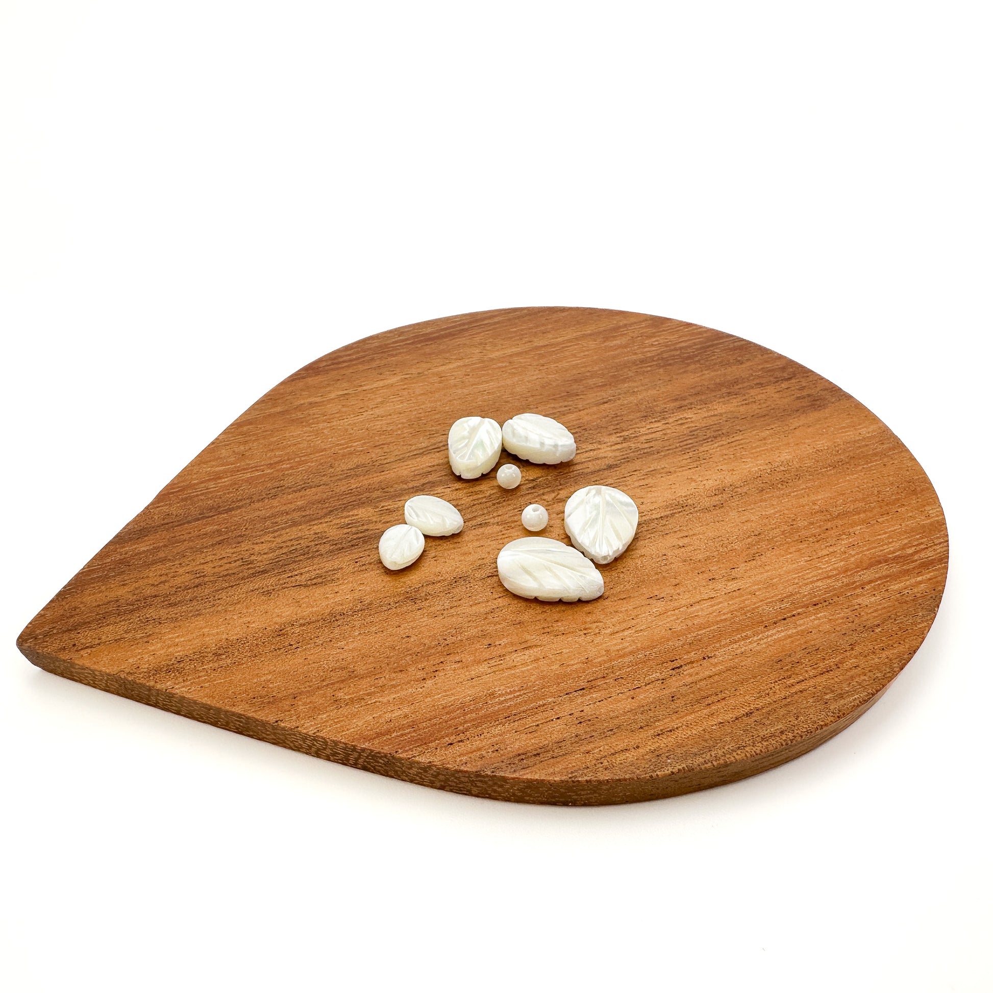 White Mother of Pearl Leaf Mix - 8 pcs.-The Bead Gallery Honolulu