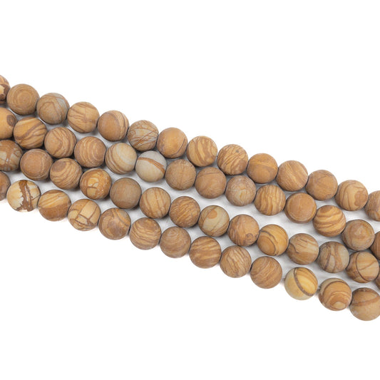 Wood Jasper 10mm Matte Round Bead - 7.5" Strand