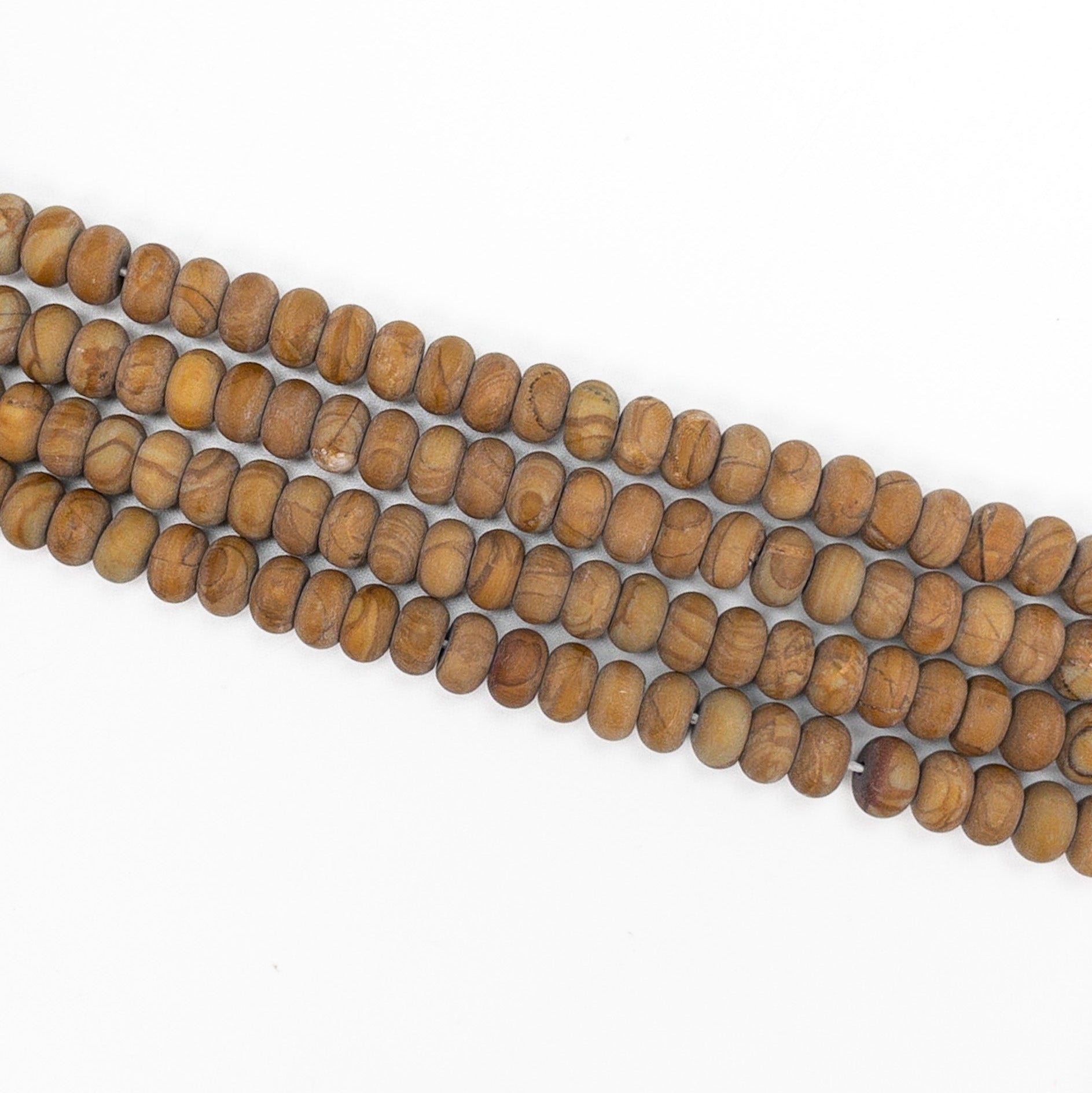 Wood Jasper 5x8mm Matte Rondelle Bead - 7.5" Strand