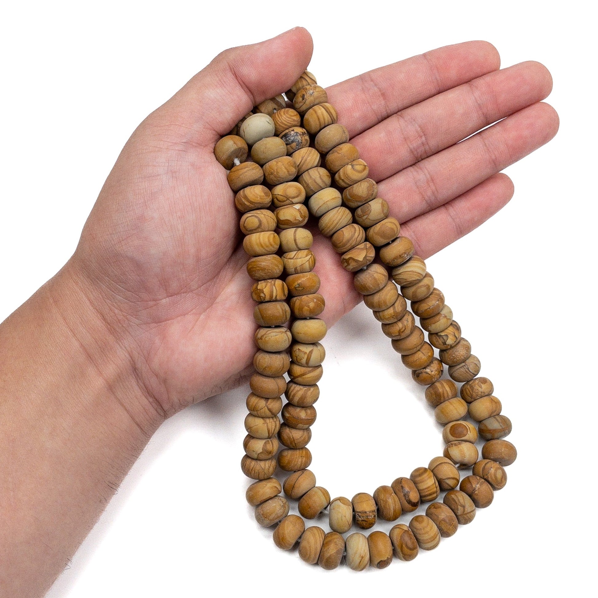 Wood Jasper 6x10mm Matte Rondelle Bead - 7.5" Strand