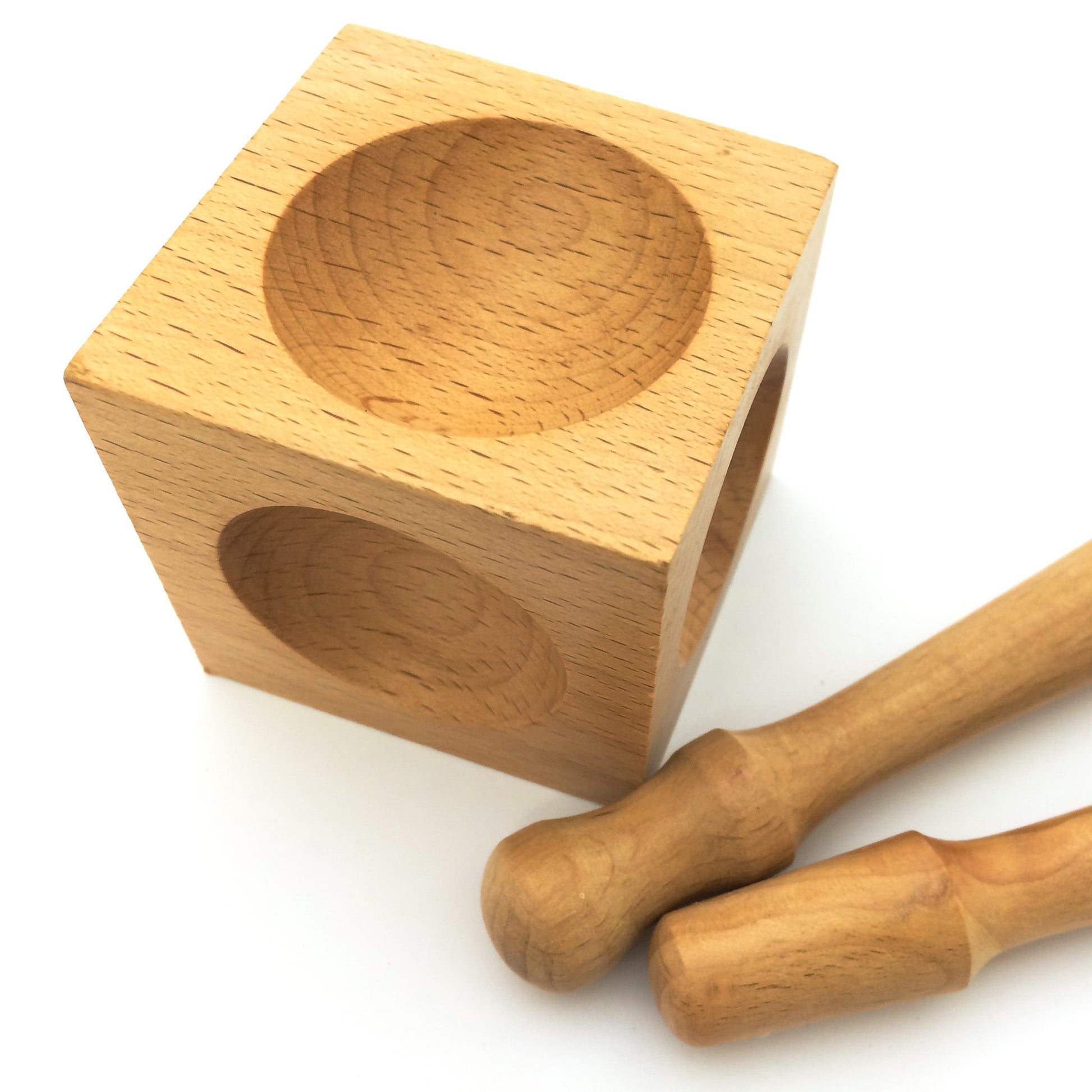 Wooden Dapping Block with 2 Punches (TLA24A)-The Bead Gallery Honolulu