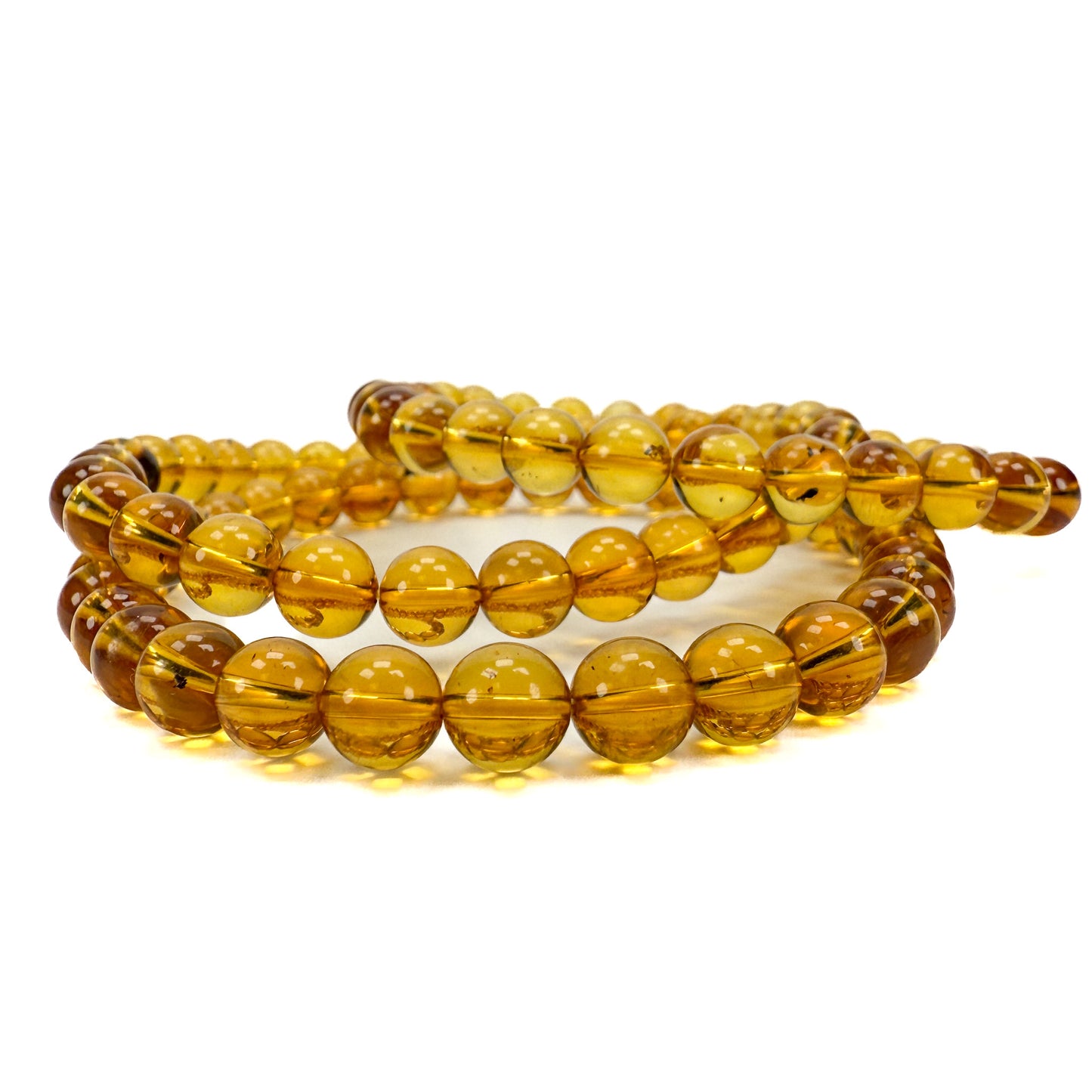 Yellow Amber 6mm Smooth Round Bead - (2 Quantity Options) (GEM2339/P3276)-The Bead Gallery Honolulu
