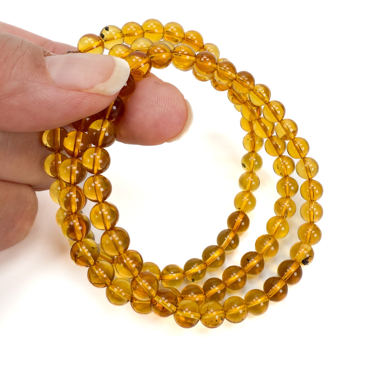 Yellow Amber 6mm Smooth Round Bead - (2 Quantity Options) (GEM2339/P3276)-The Bead Gallery Honolulu