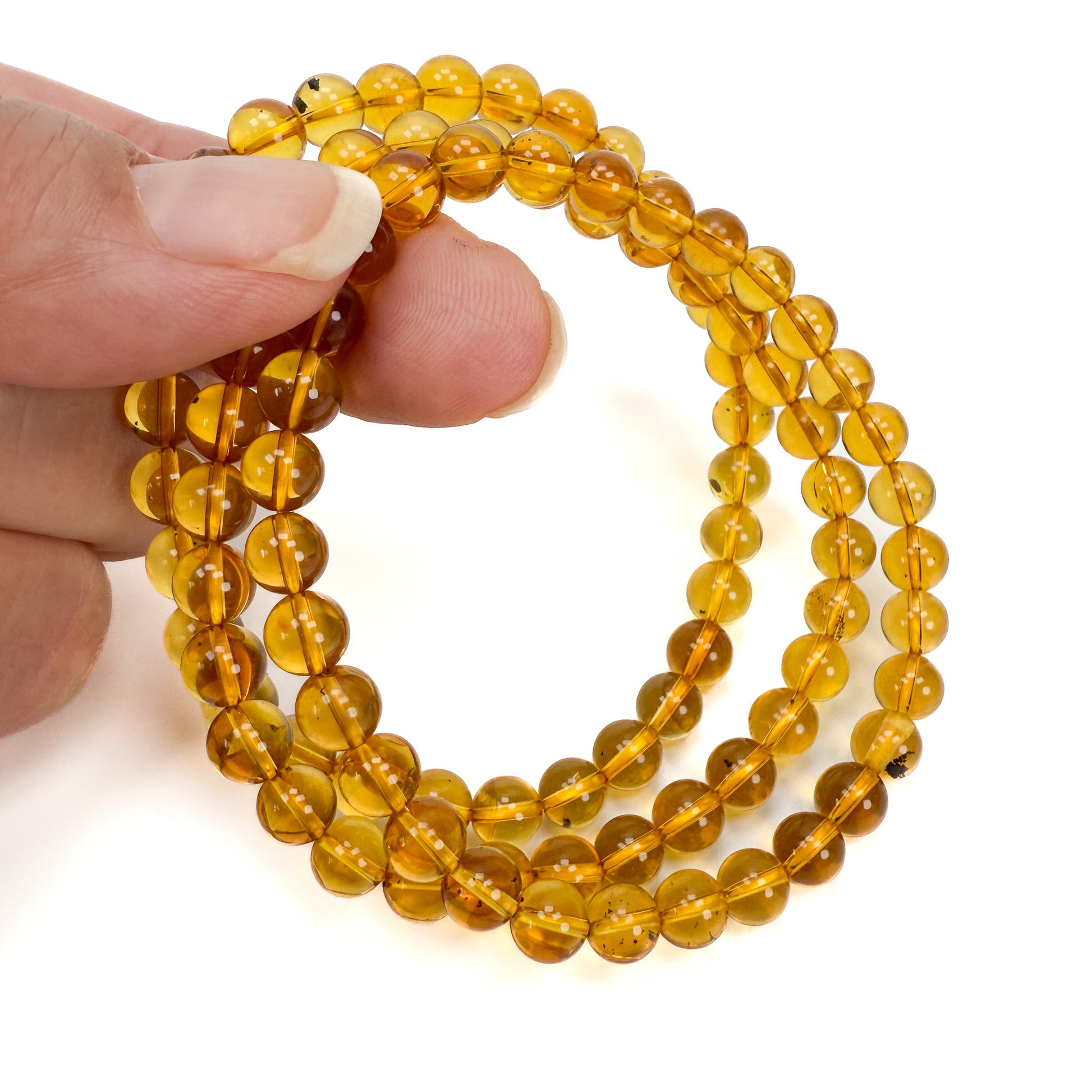 Yellow Amber 6mm Smooth Round Bead - (2 Quantity Options) (GEM2339/P3276)-The Bead Gallery Honolulu